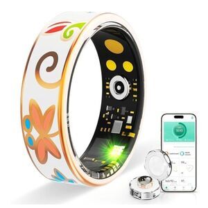 Parameter Smart Ring Health Tracker Men/Women, Fitness Sleep Silver R06 Size 8